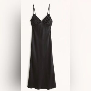 Abercrombie & Fitch Black Satin Maxi Dress